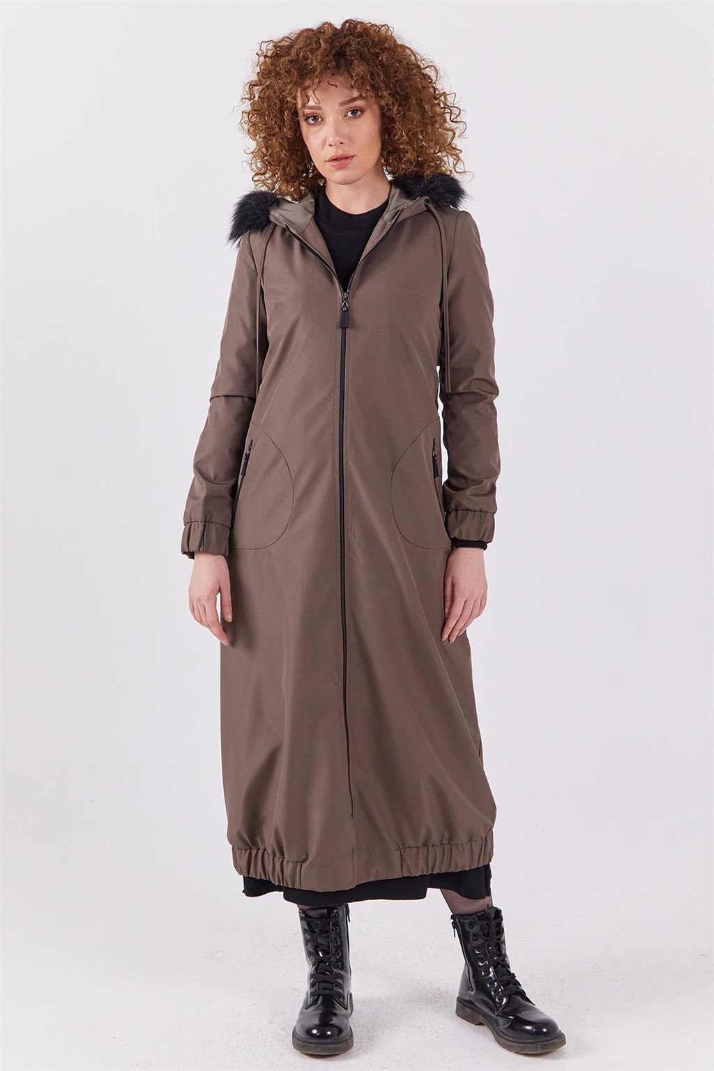 Faux Fur Zippered Coat Mink