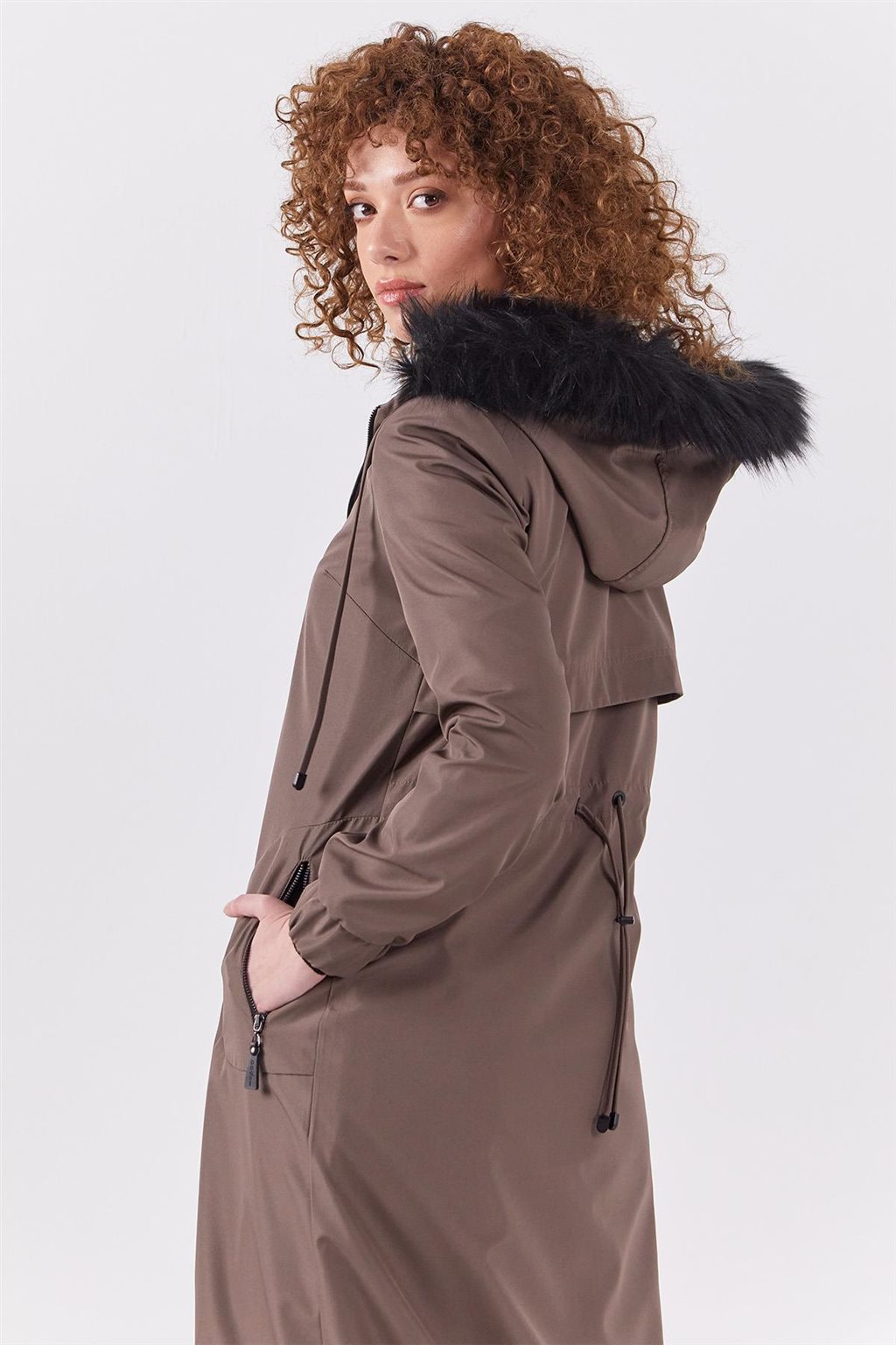 Faux Fur Zippered Coat Mink