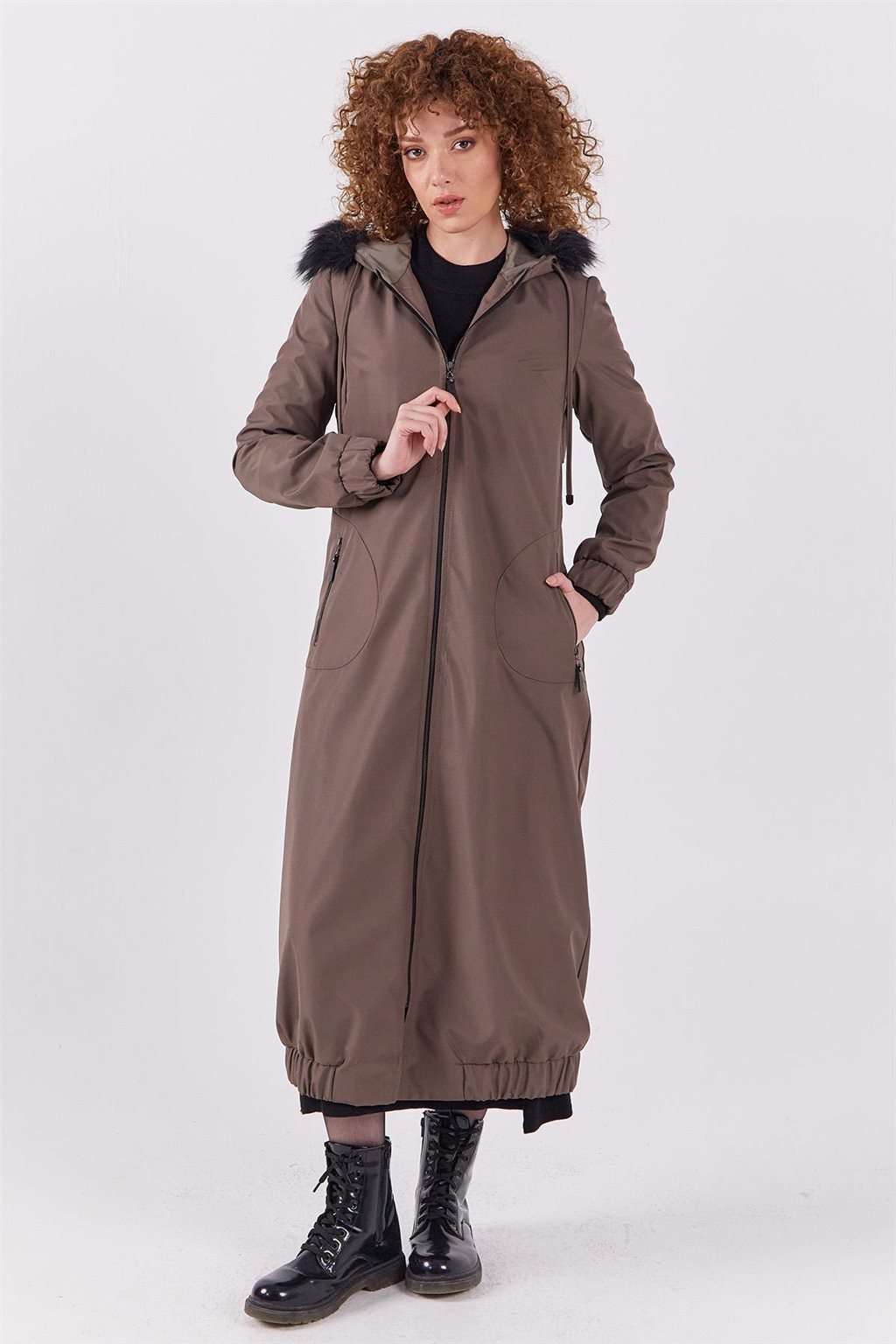 Faux Fur Zippered Coat Mink