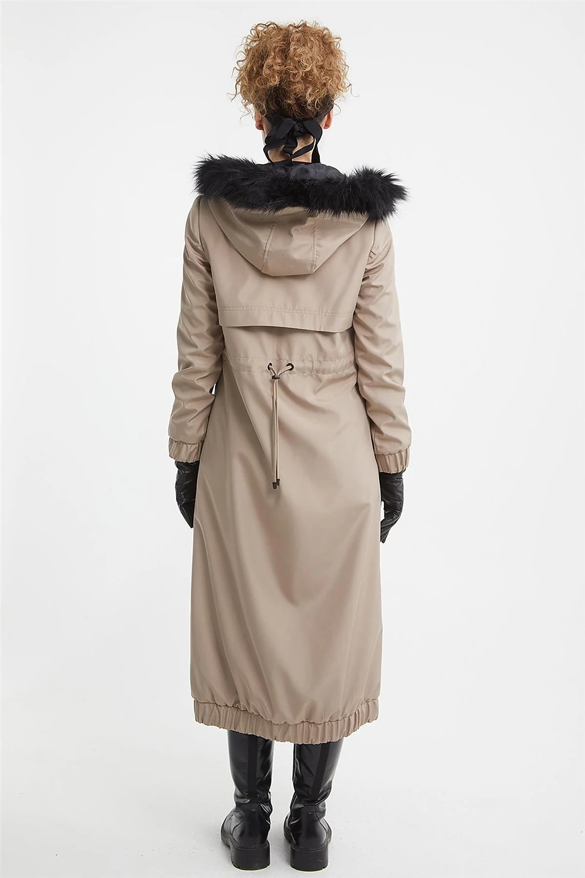 Faux Fur Zippered Coat Stone