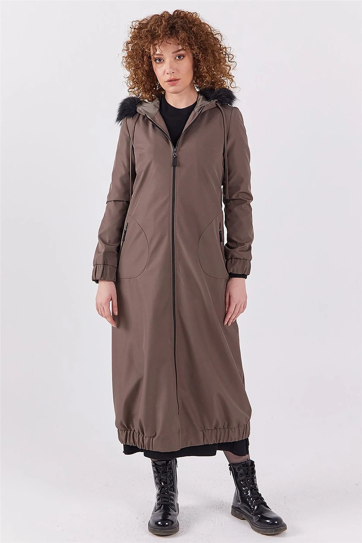 Faux Fur Zippered Coat Mink