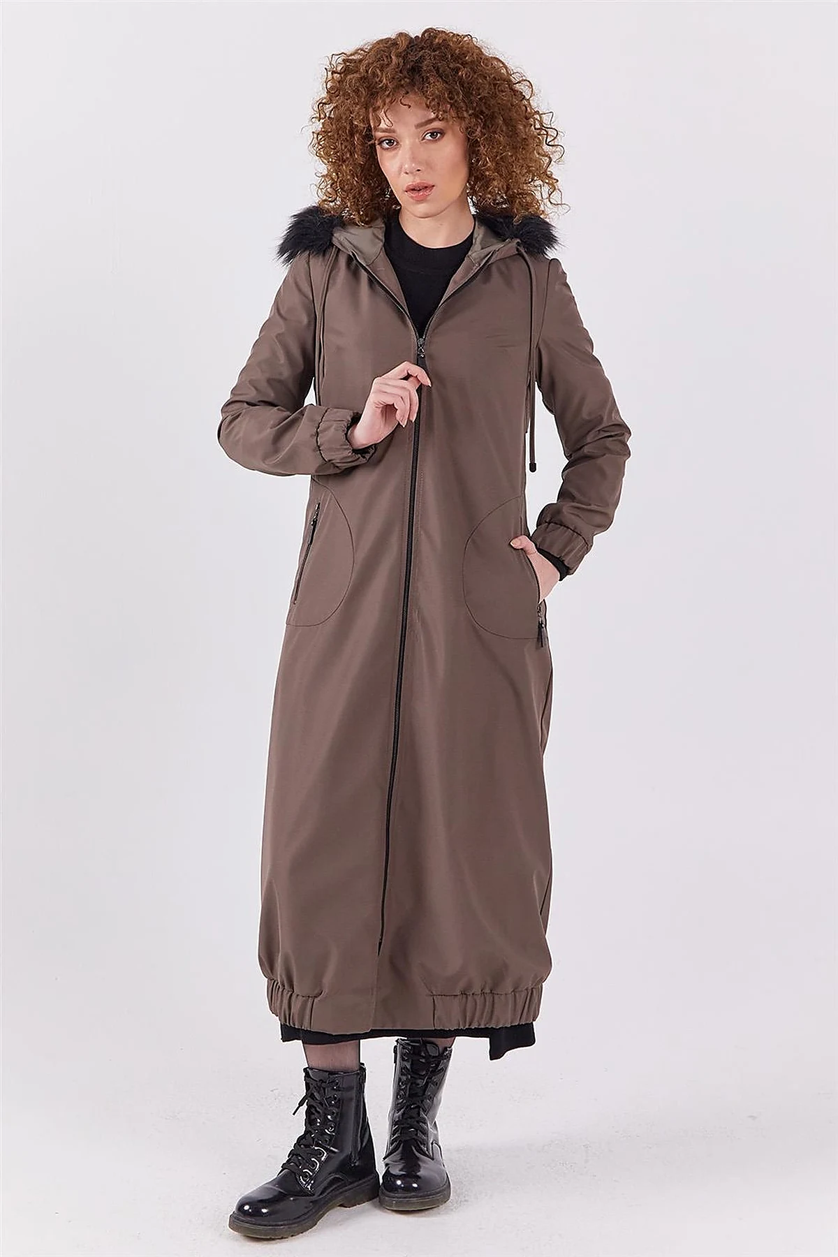 Faux Fur Zippered Coat Mink