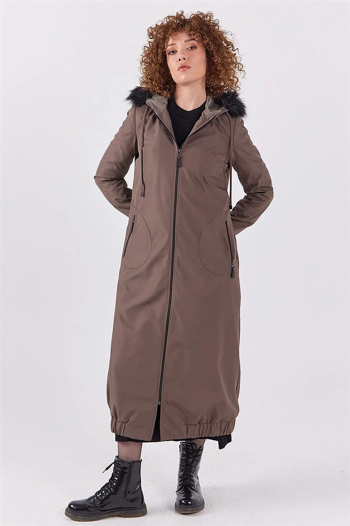 Faux Fur Zippered Coat Mink