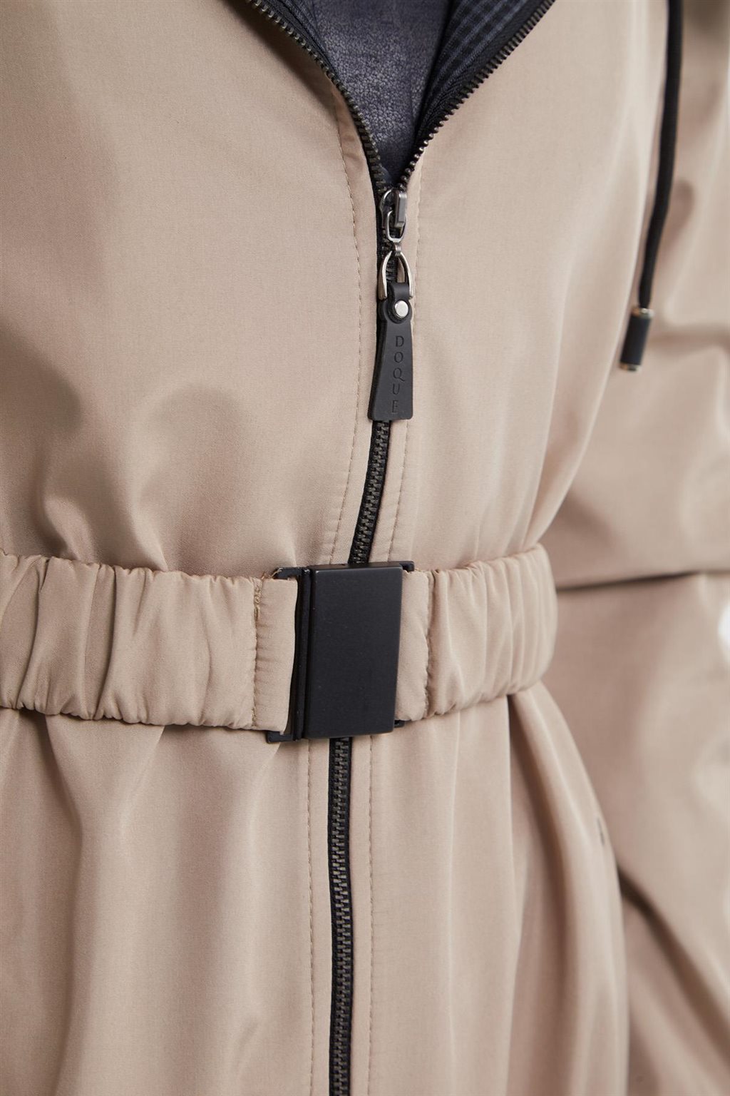 Belted Hooded Coat Stone