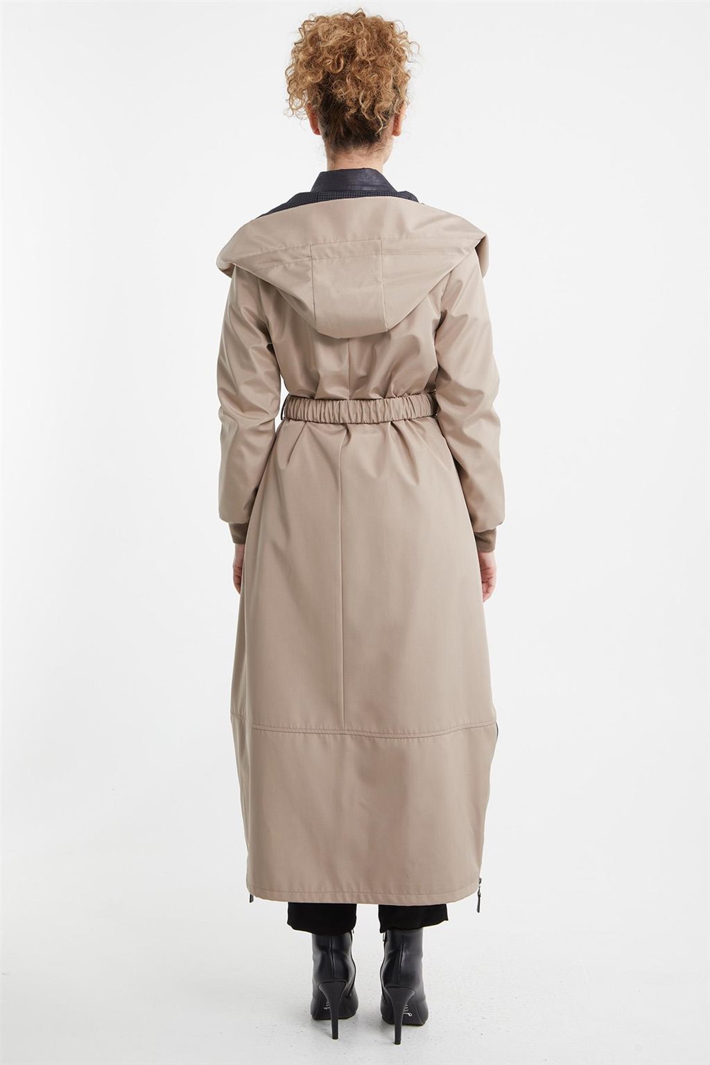 Belted Hooded Coat Stone