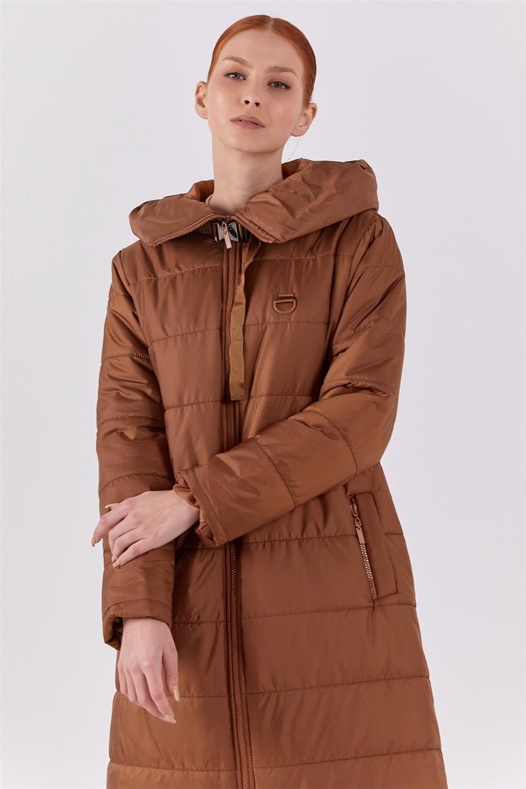 Dik Yakalı Anorak Mont Camel 