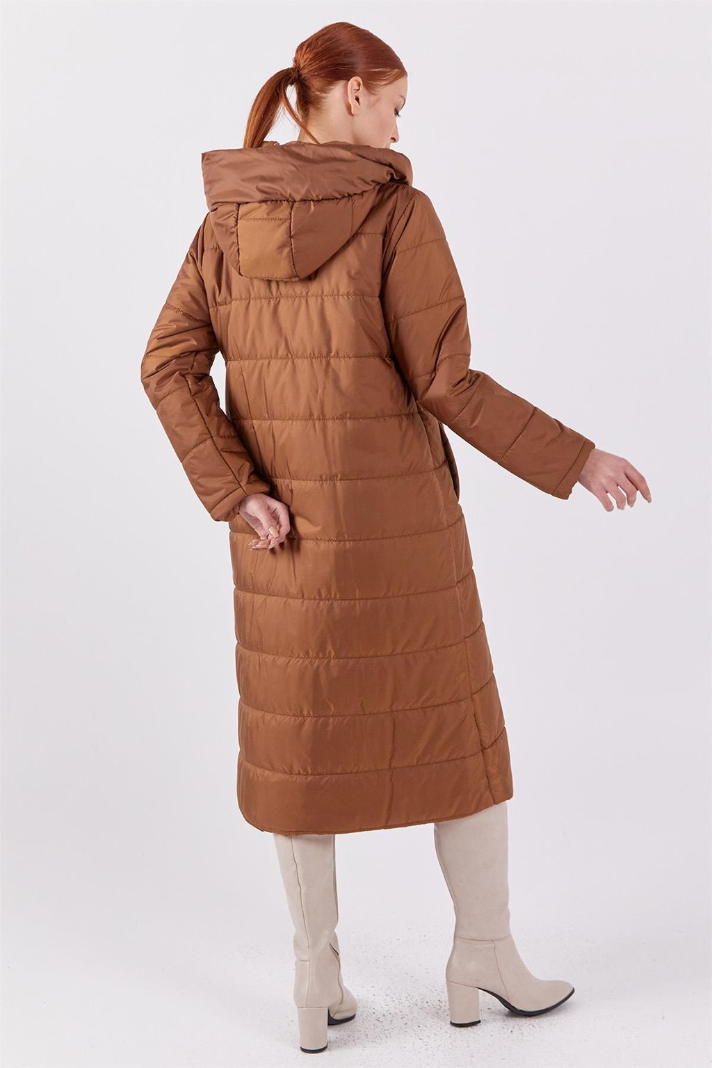 Dik Yakalı Anorak Mont Camel 