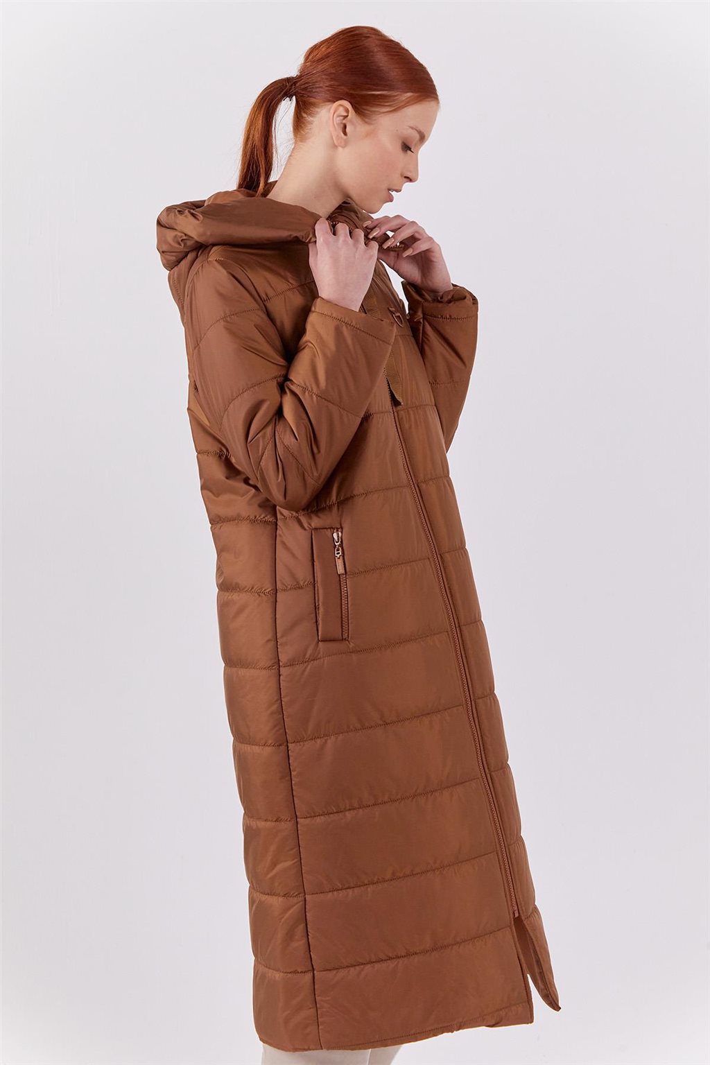 Dik Yakalı Anorak Mont Camel 