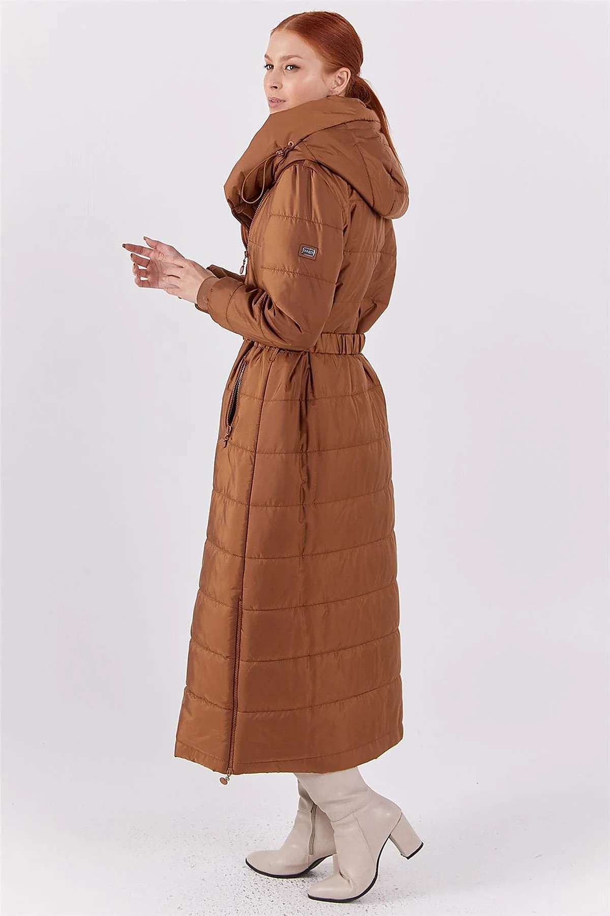 Side Zippered Anorak Coat Camel