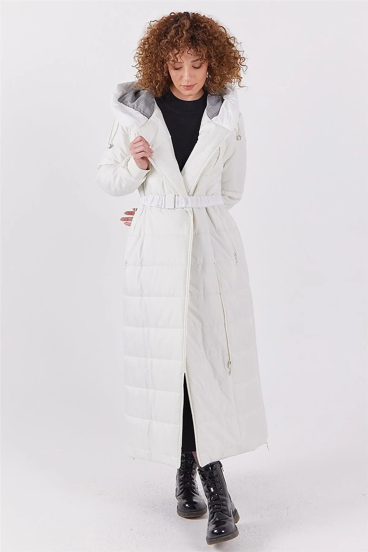 Side Zippered Anorak Coat Optic White