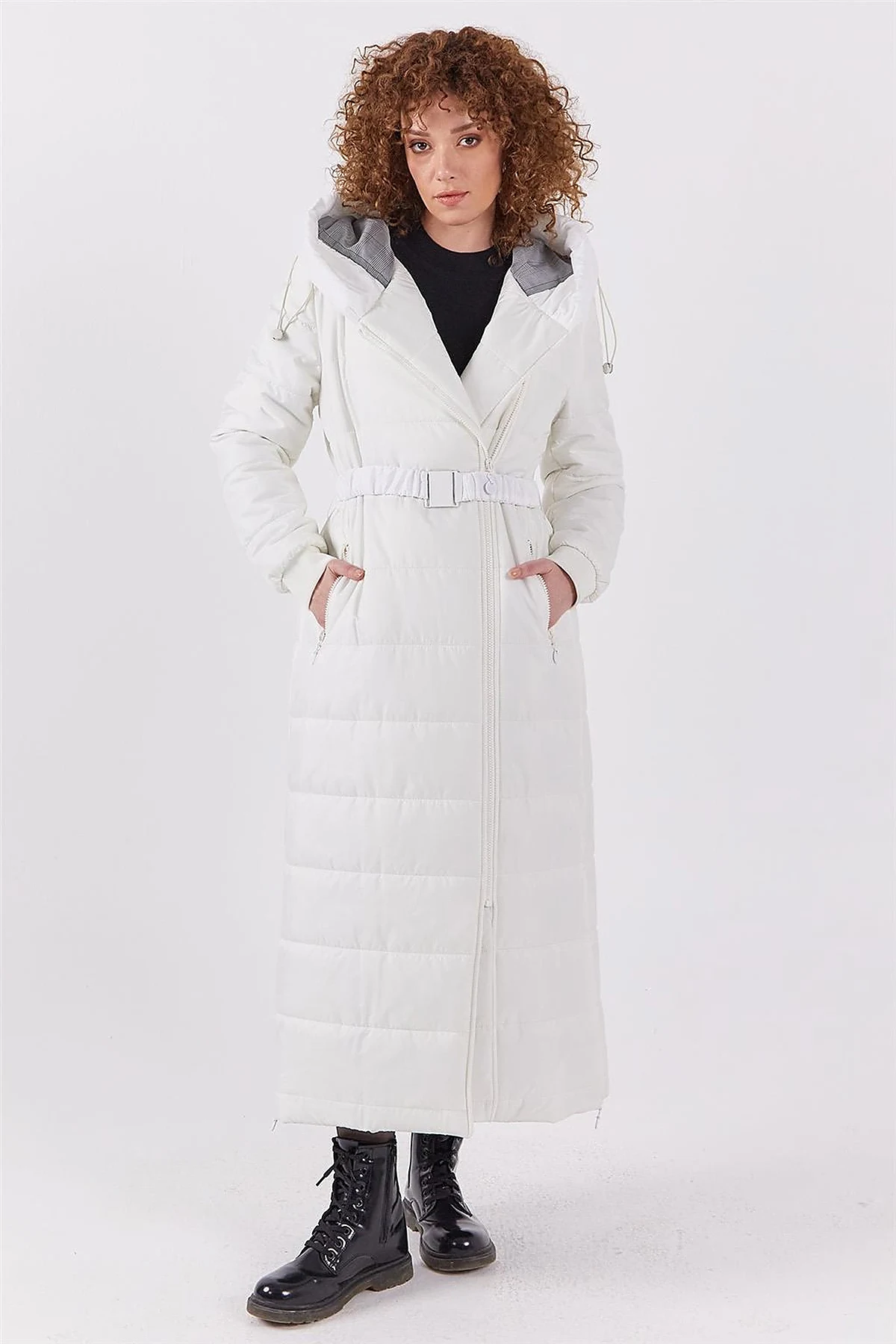 Side Zippered Anorak Coat Optic White