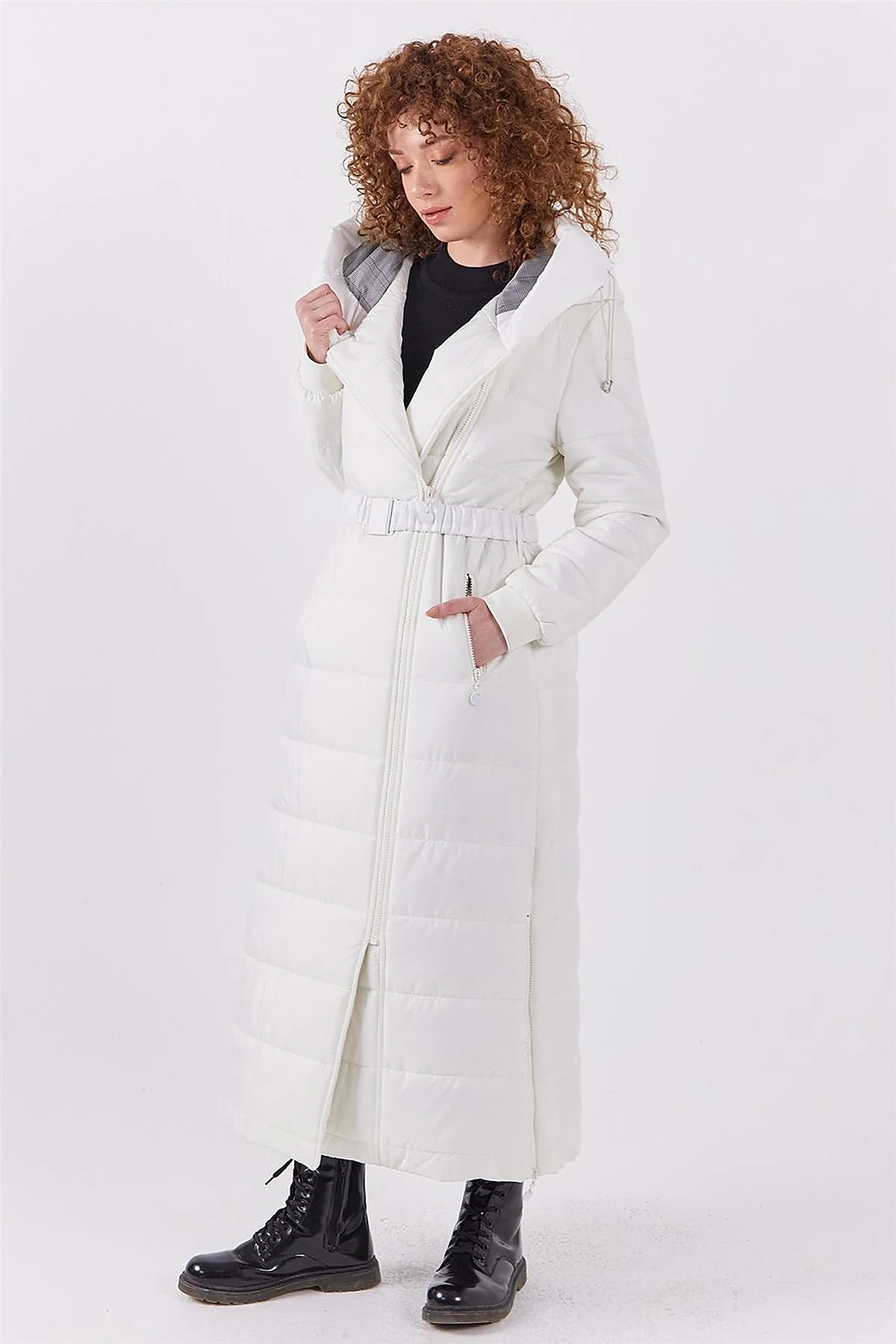 Side Zippered Anorak Coat Optic White
