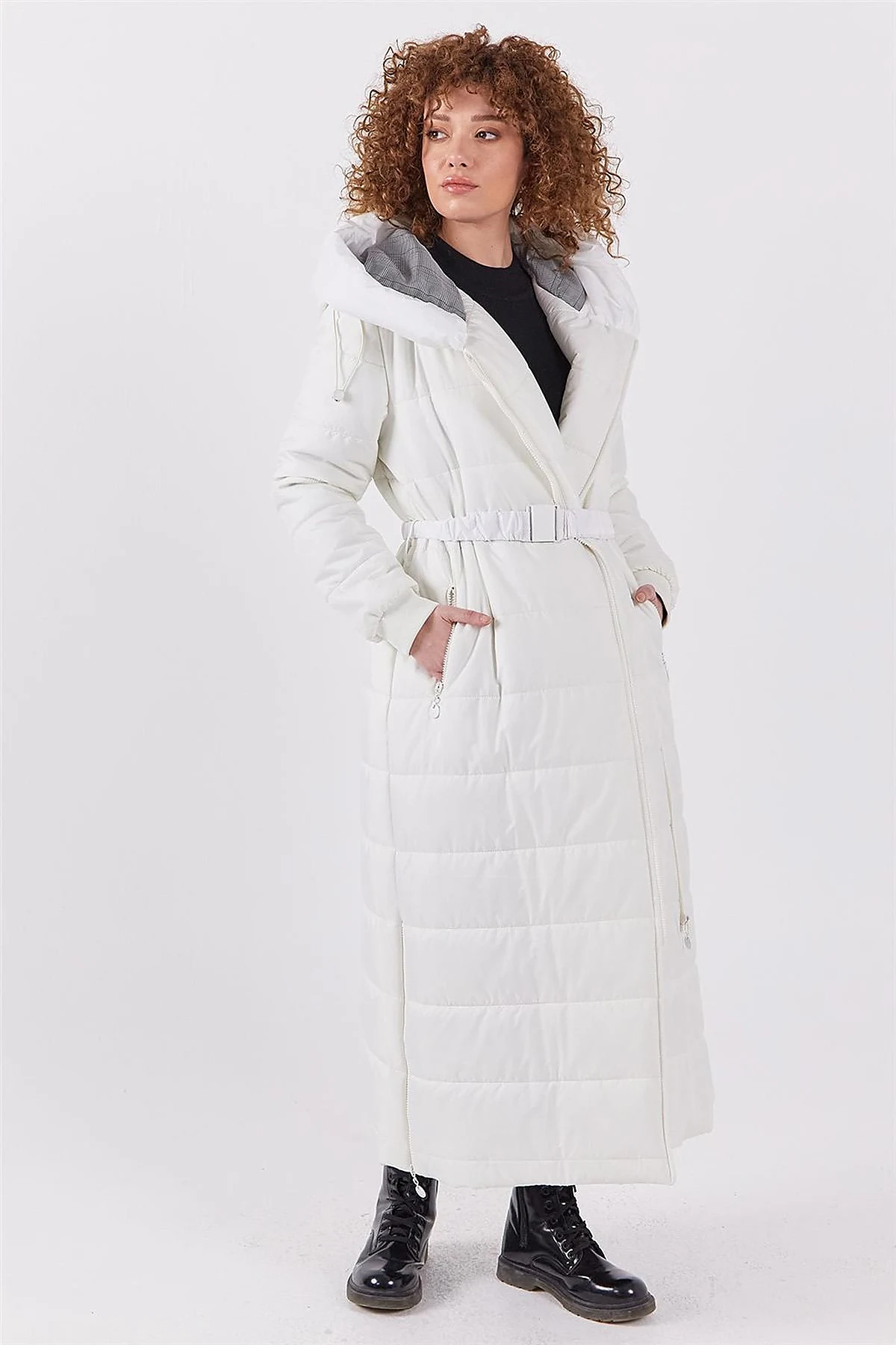 Side Zippered Anorak Coat Optic White