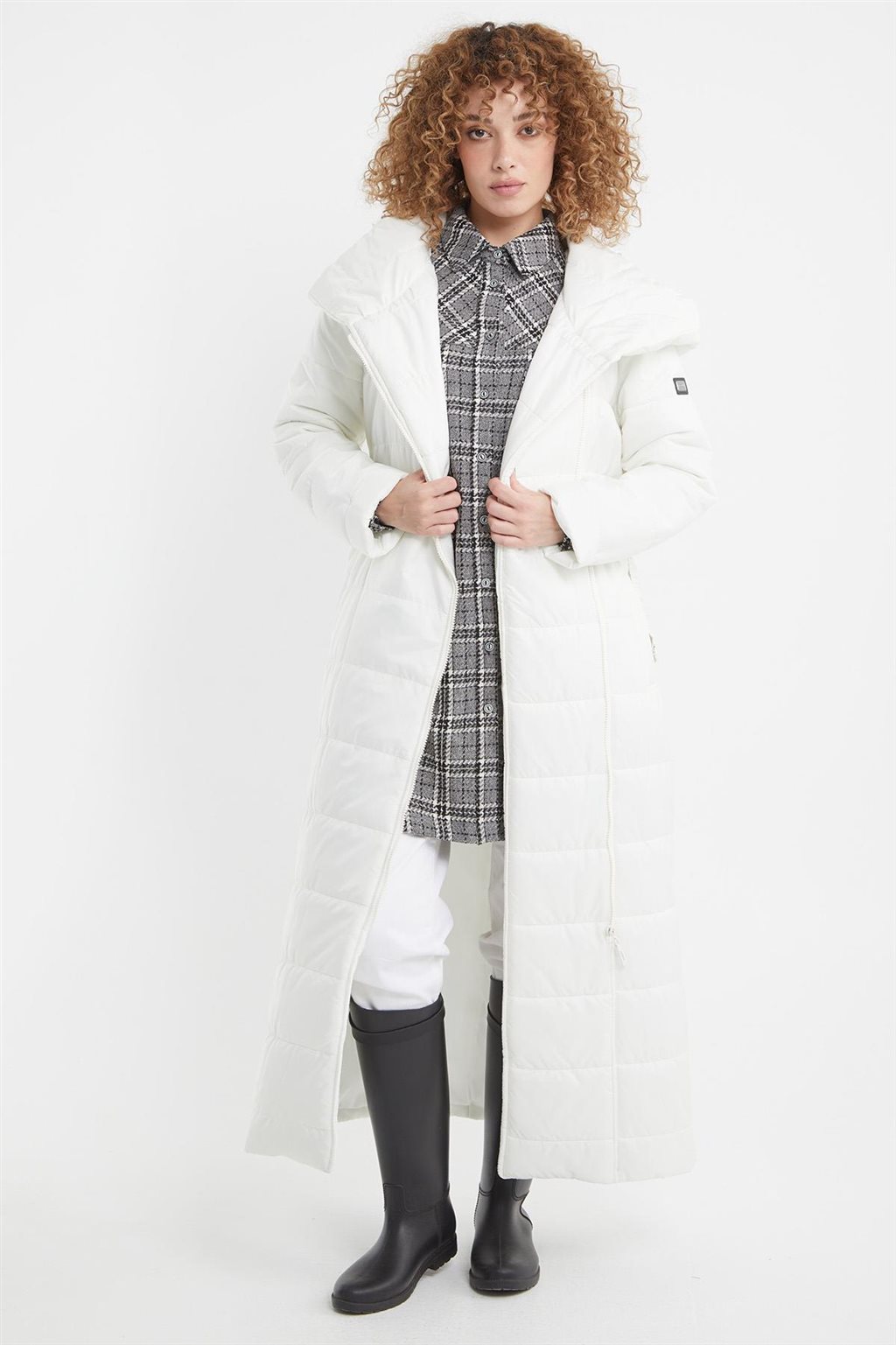 Lastik Kemerli Anorak Mont Optik Beyaz 