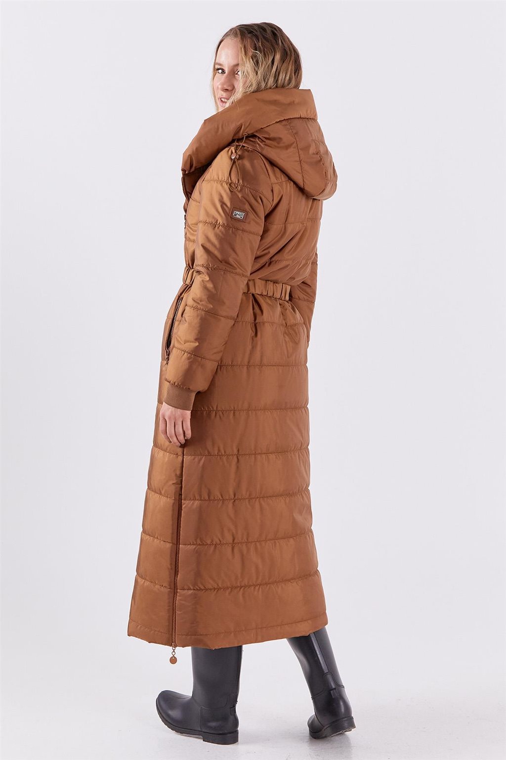 Side Zippered Anorak Coat Camel