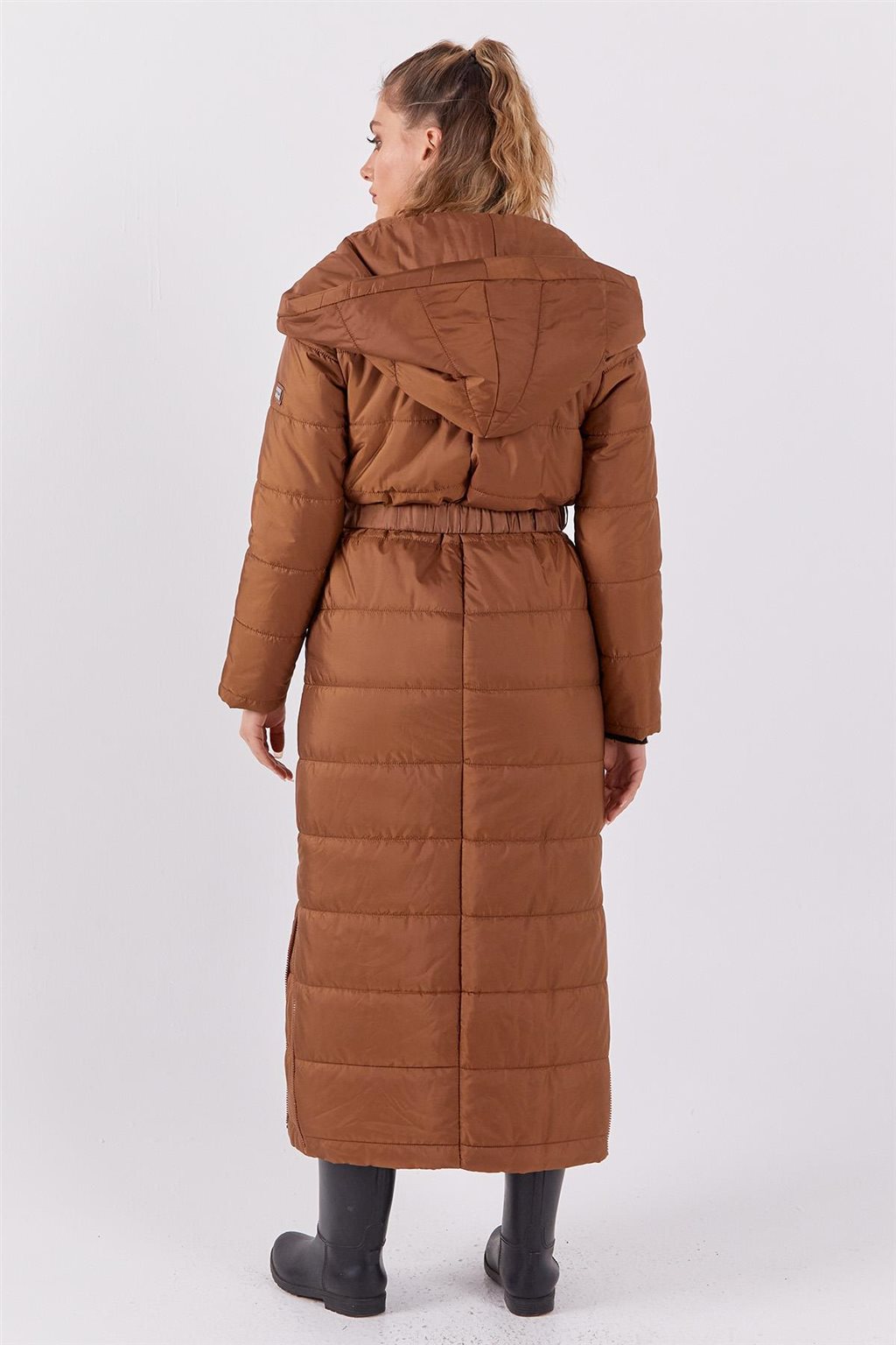 Lastik Kemerli Anorak Mont Camel 