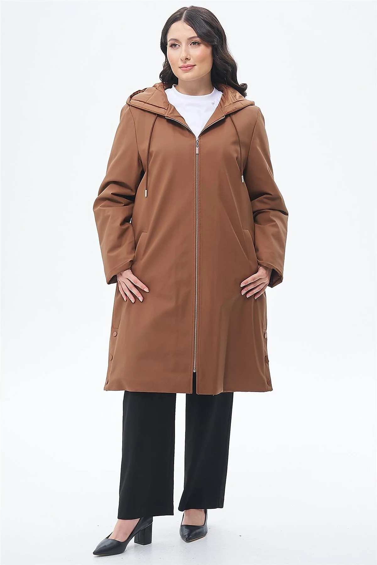 Drawstring Detail Coat Camel