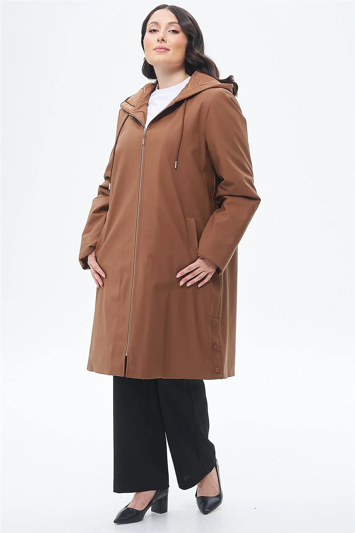 Drawstring Detail Coat Camel