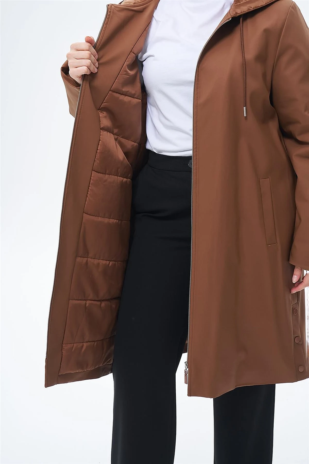 Drawstring Detail Coat Camel