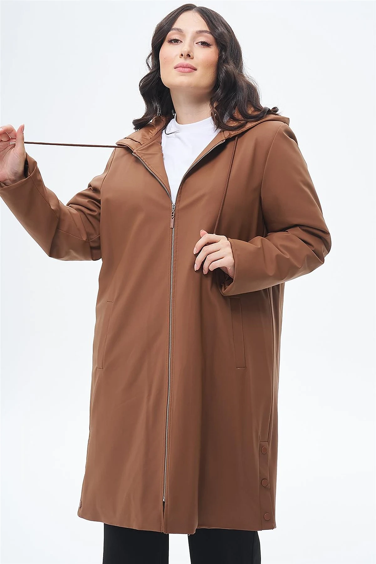 Drawstring Detail Coat Camel