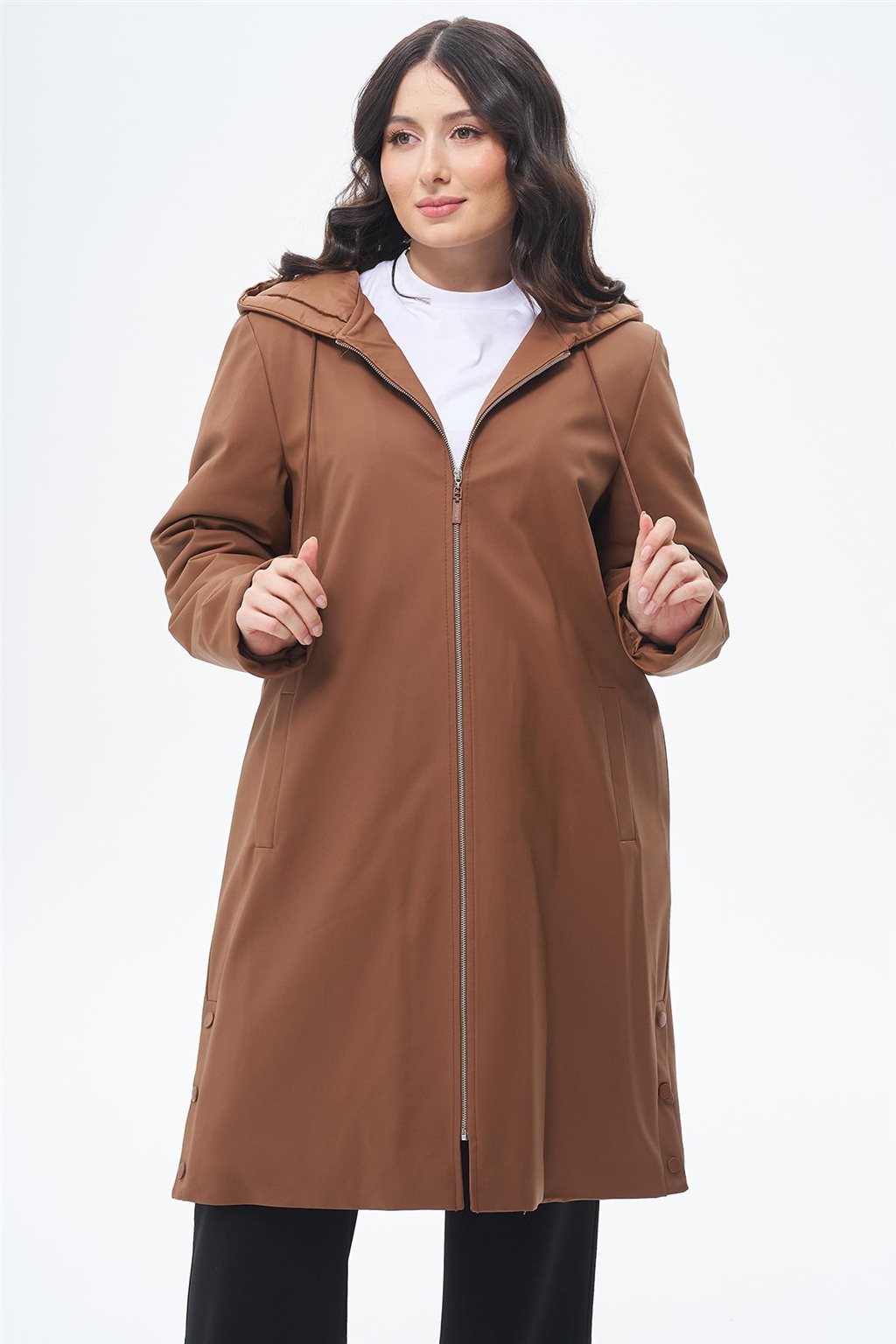 Bağcık Detaylı Parka Camel 