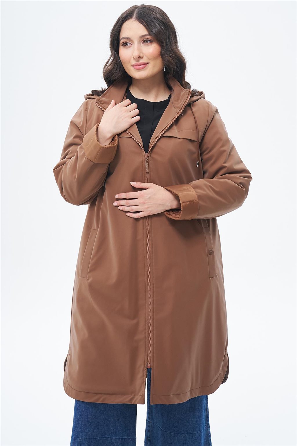 Zippered Coat Camel