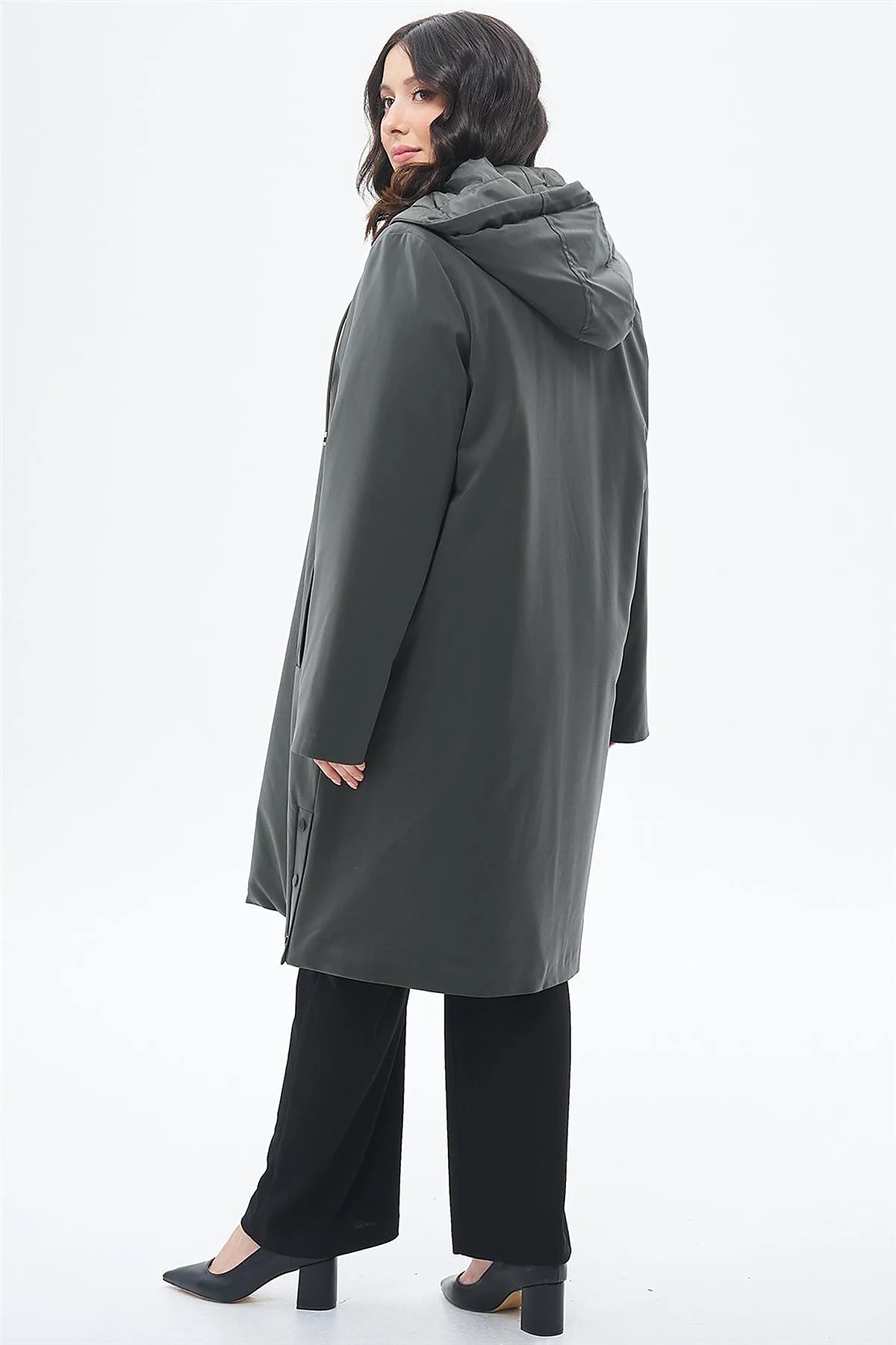 Drawstring Detail Coat Khaki