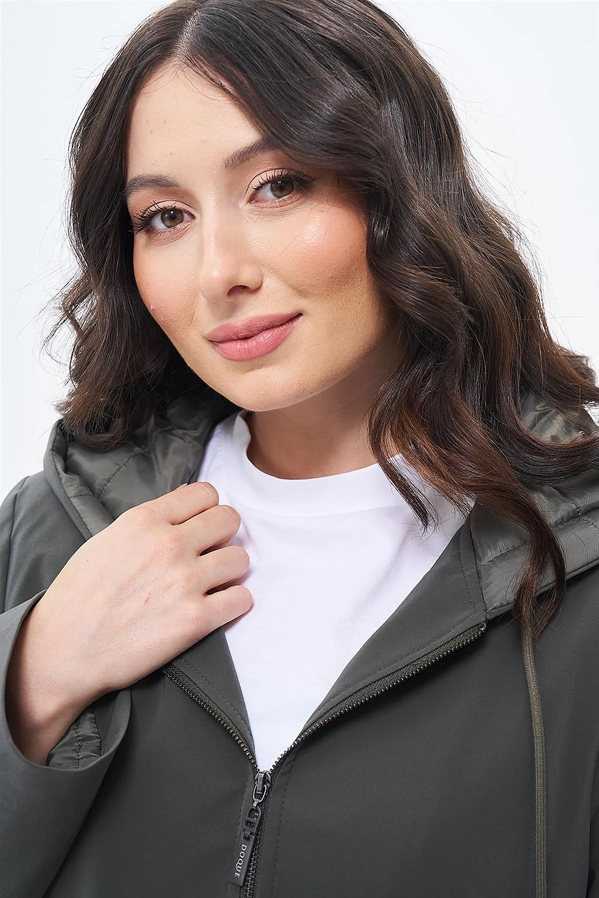 Drawstring Detail Coat Khaki