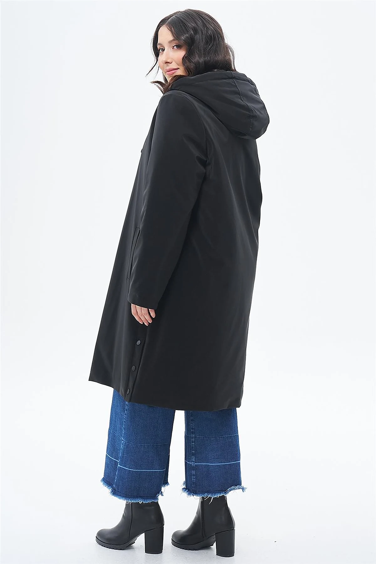Drawstring Detail Coat Black