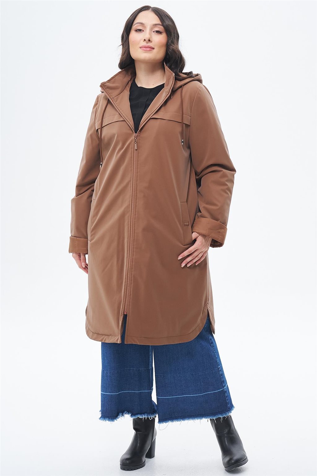Zippered Coat Camel