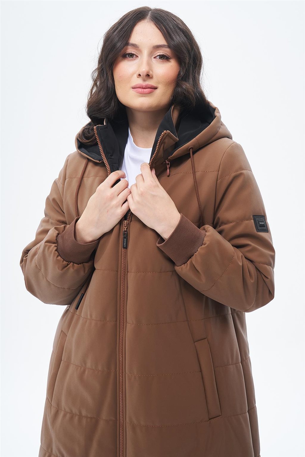 Çıkarılabilir Kapüşonlu Anorak Mont Camel 