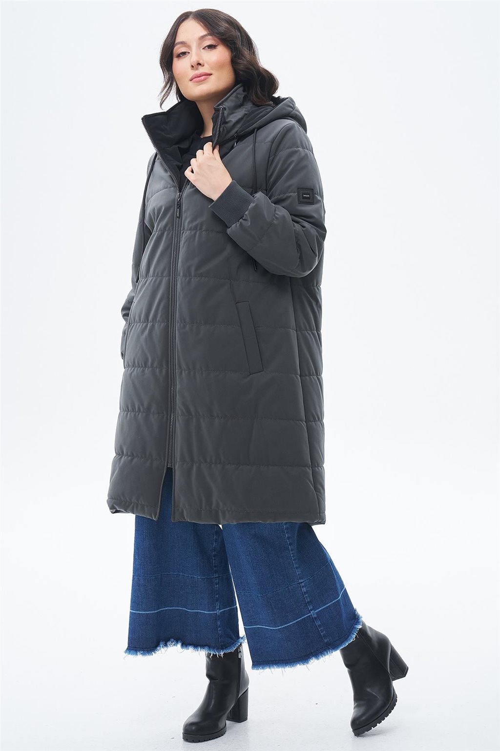 Detachable Hooded Anorak Coat Anthracite 