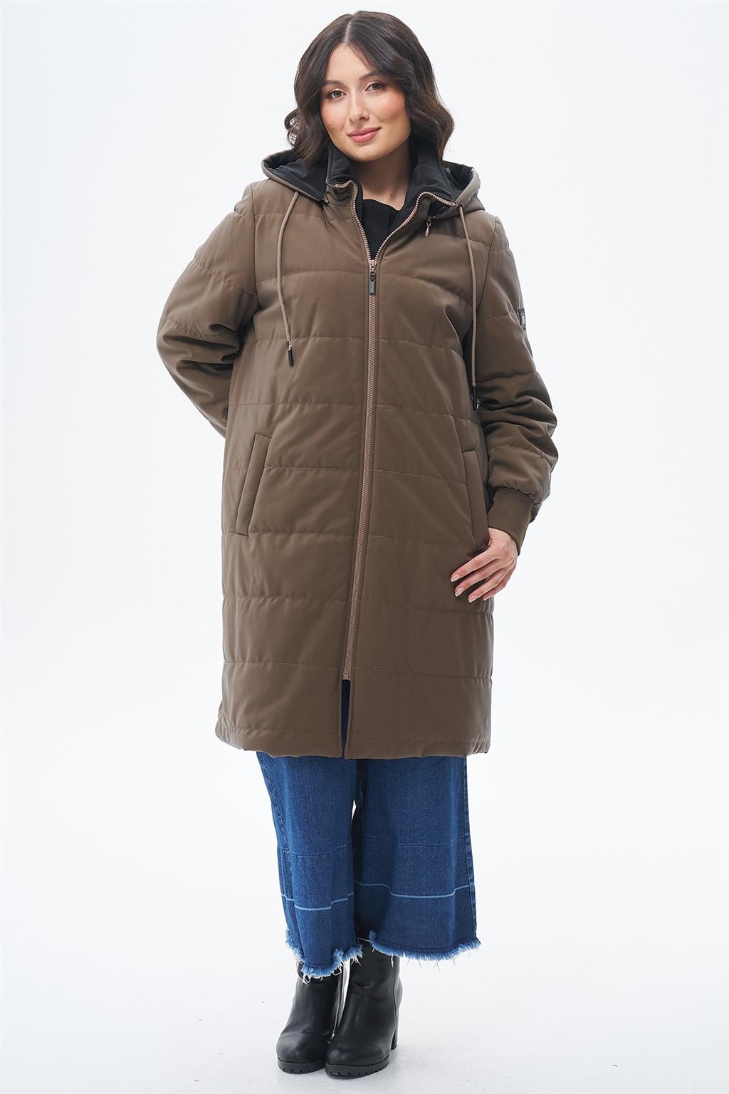 Çıkarılabilir Kapüşonlu Anorak Mont Vizon 