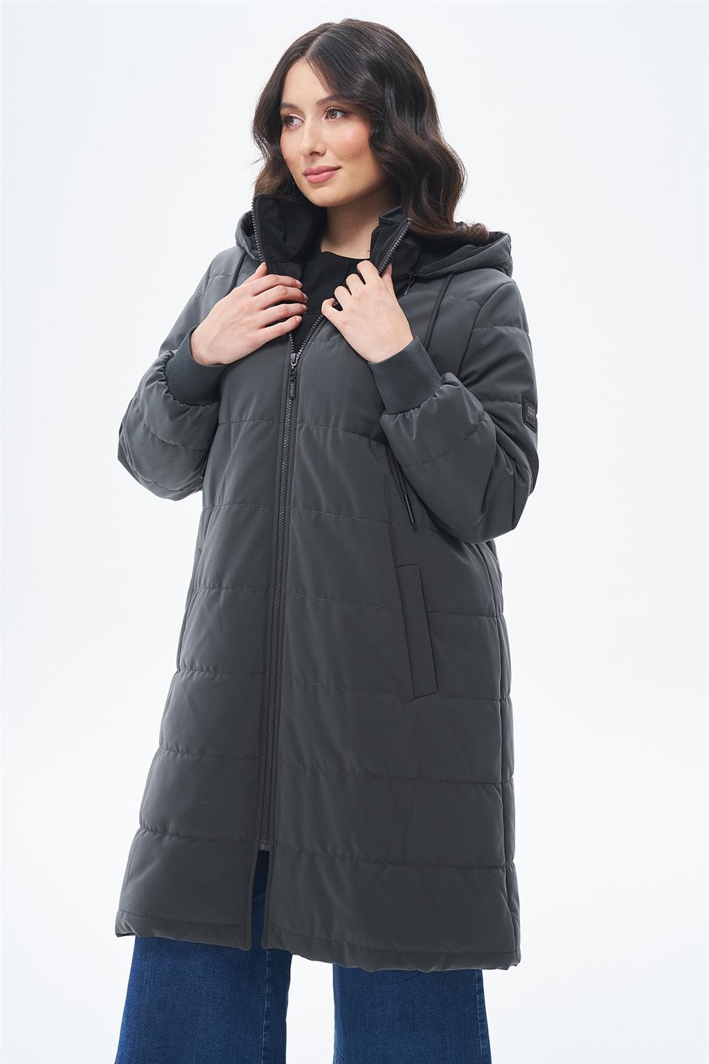 Detachable Hooded Anorak Coat Anthracite 