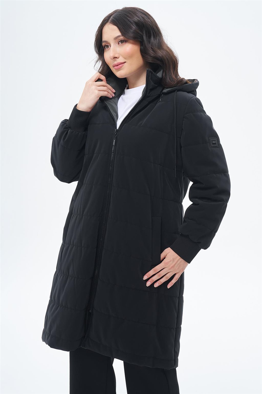 Çıkarılabilir Kapüşonlu Anorak Mont Siyah 