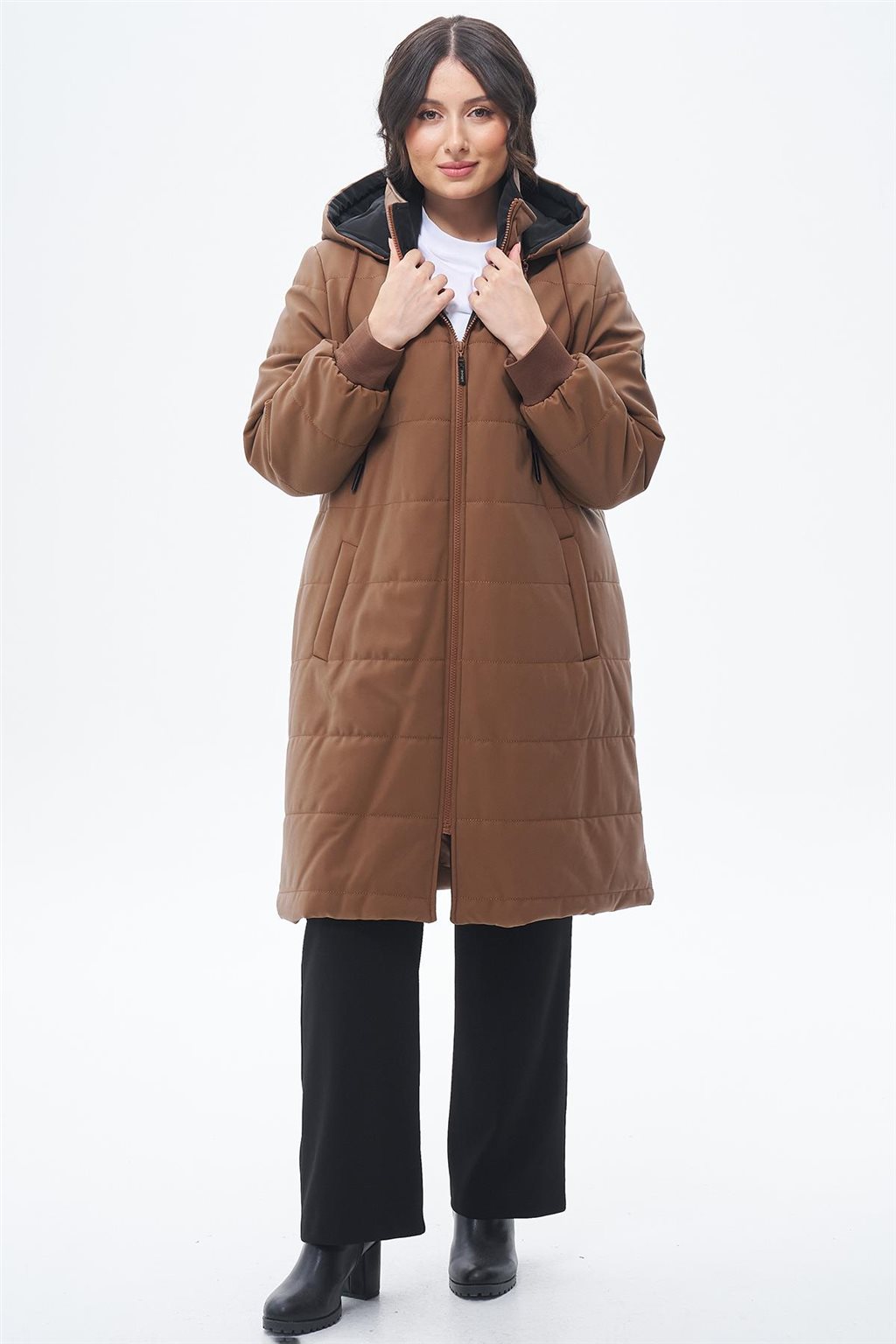 Çıkarılabilir Kapüşonlu Anorak Mont Camel 