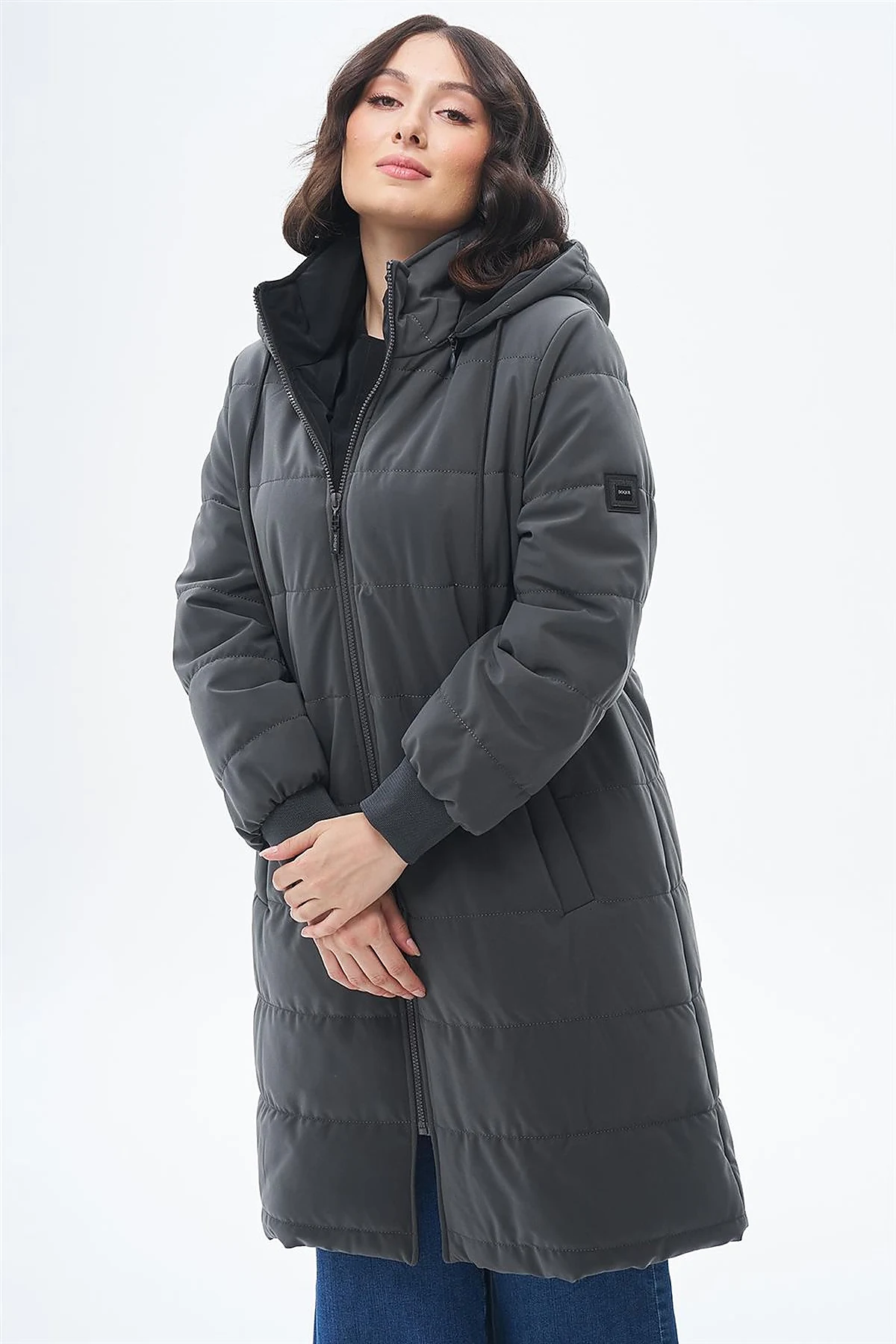 Detachable Hooded Anorak Coat Anthracite 