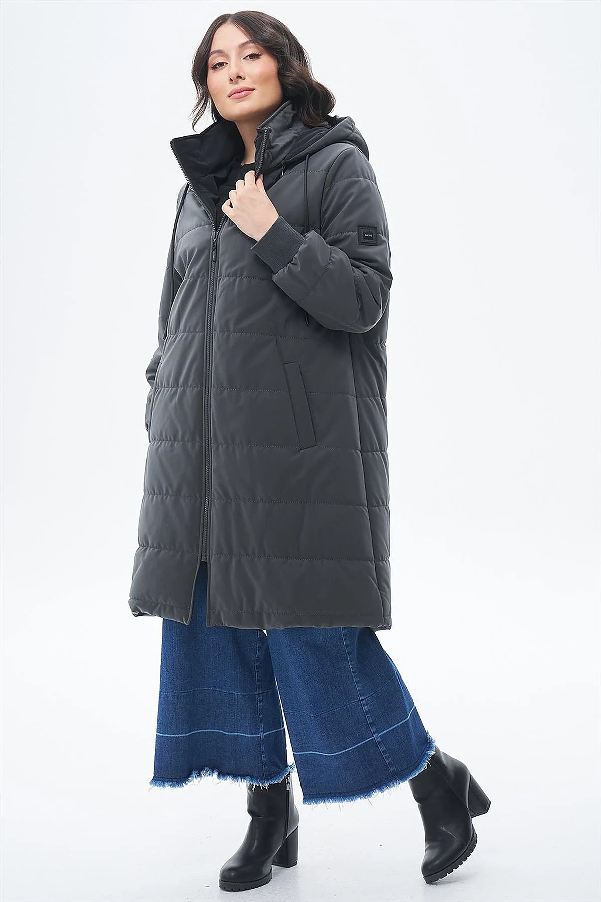 Detachable Hooded Anorak Coat Anthracite 