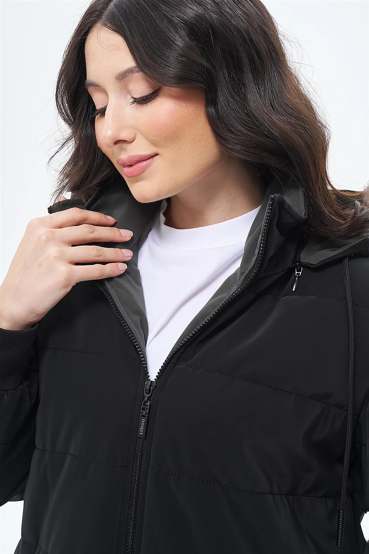 Detachable Hooded Anorak Coat Black