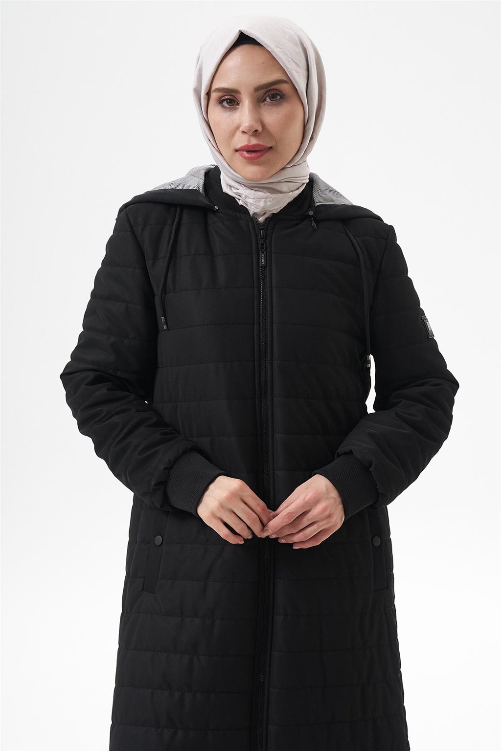 Boydan Fermuar Kapamalı Anorak Mont Siyah 