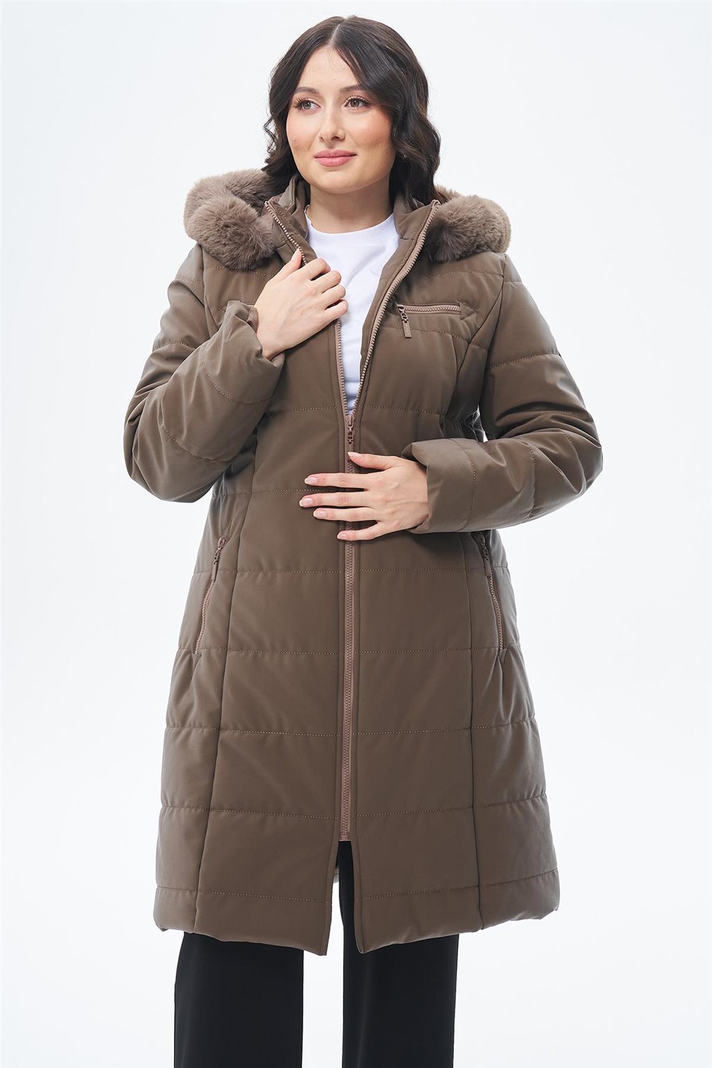 Suni Kürklü Anorak Mont Vizon 