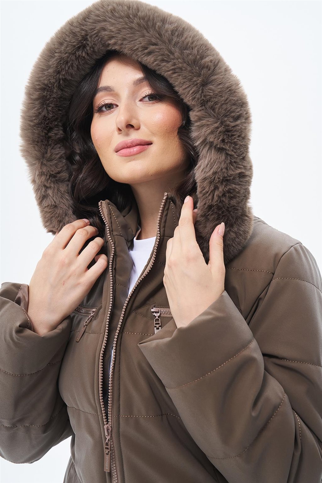 Suni Kürklü Anorak Mont Vizon 