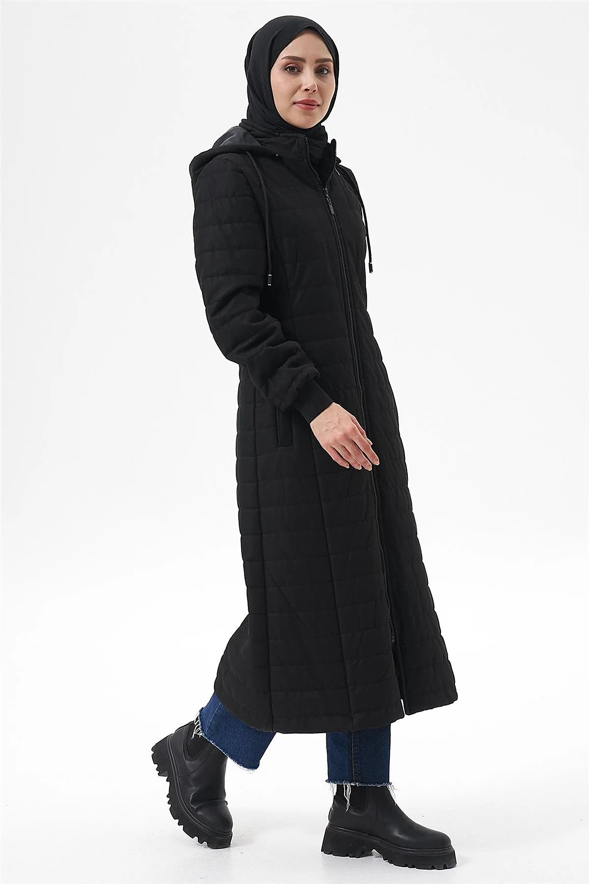 Removable Hooded Anorak Coat Black