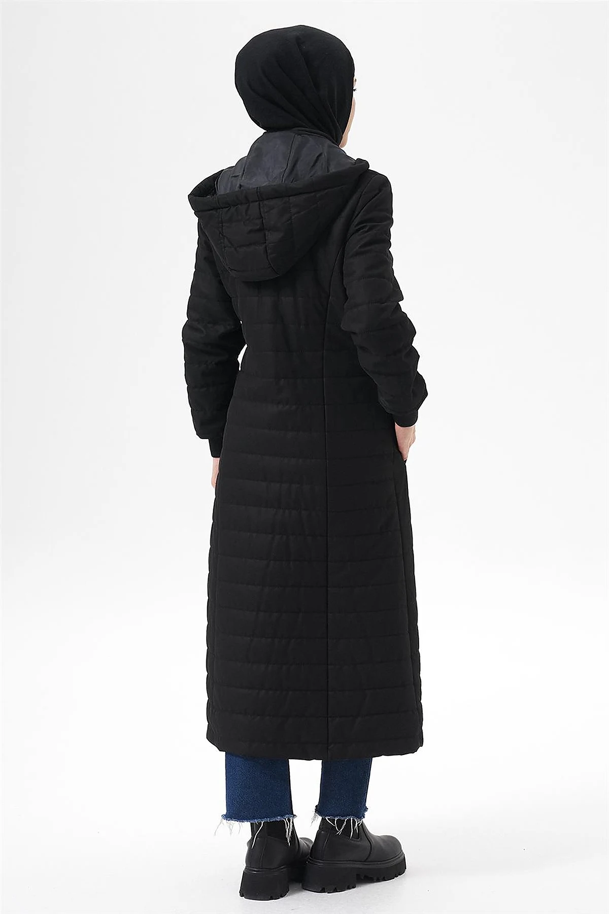 Removable Hooded Anorak Coat Black