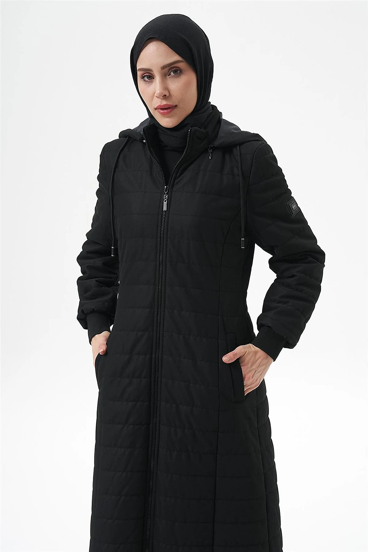 Removable Hooded Anorak Coat Black