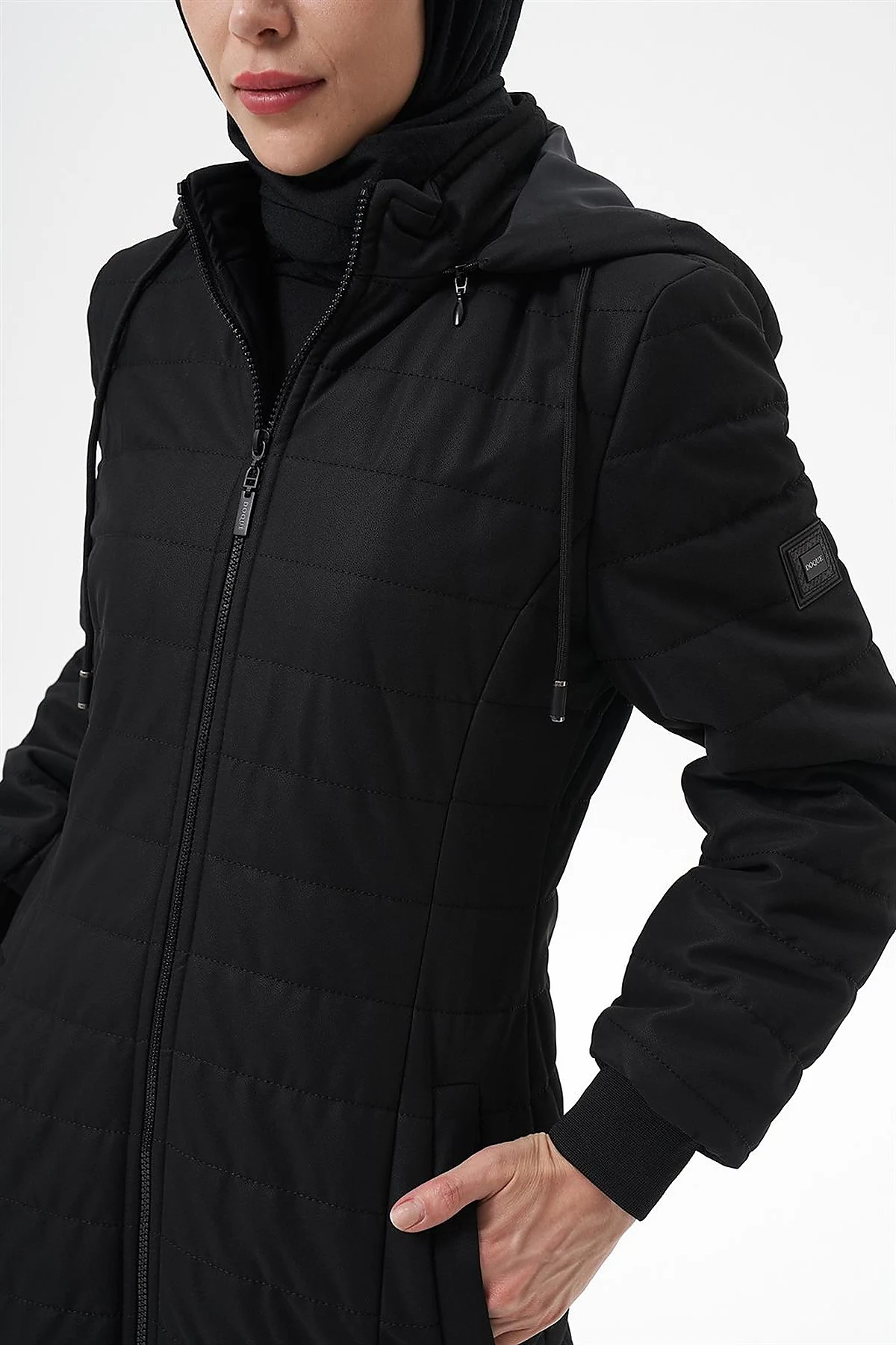 Removable Hooded Anorak Coat Black