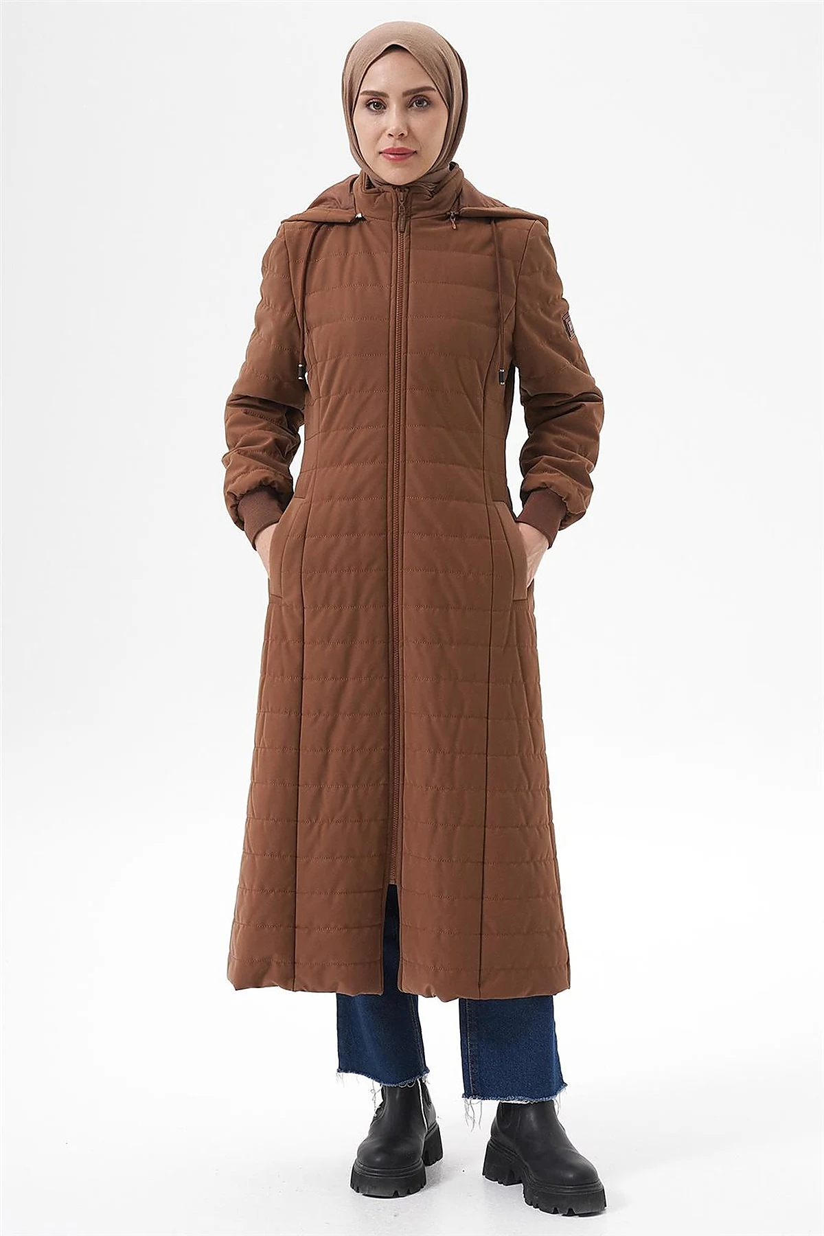 Removable Hooded Anorak Coat Camel