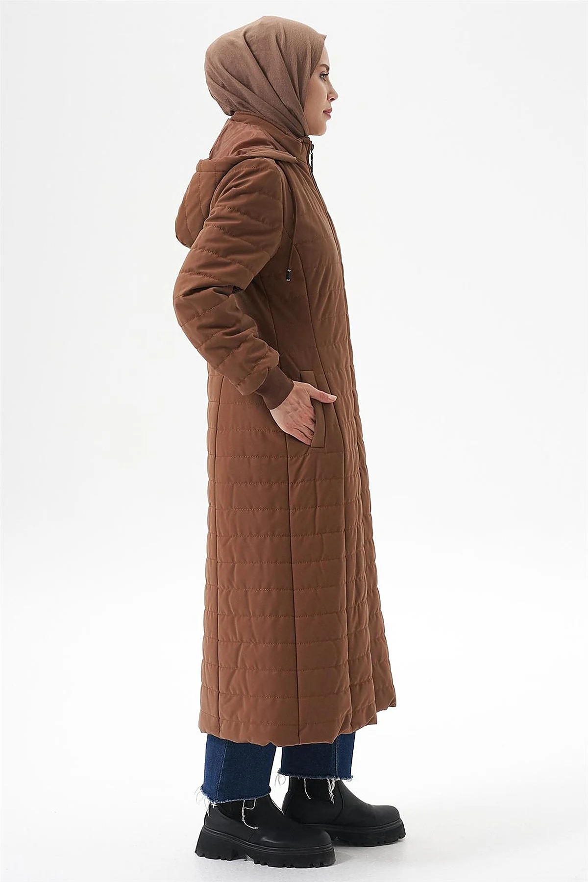 Removable Hooded Anorak Coat Camel