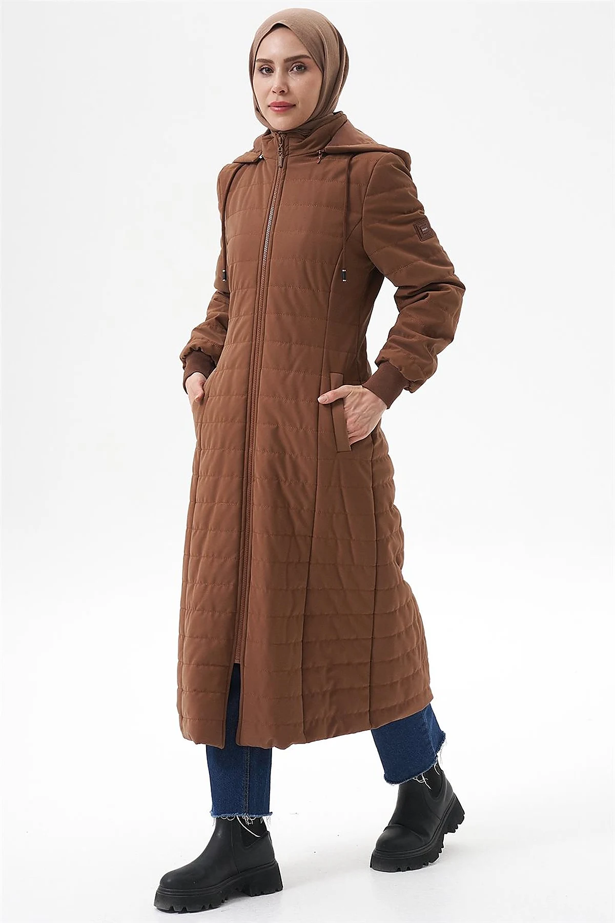 Removable Hooded Anorak Coat Camel