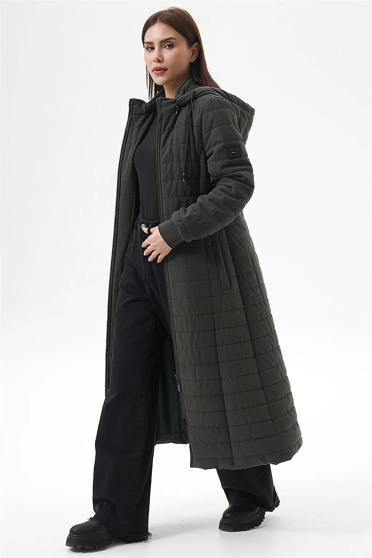 Removable Hooded Anorak Coat Khaki